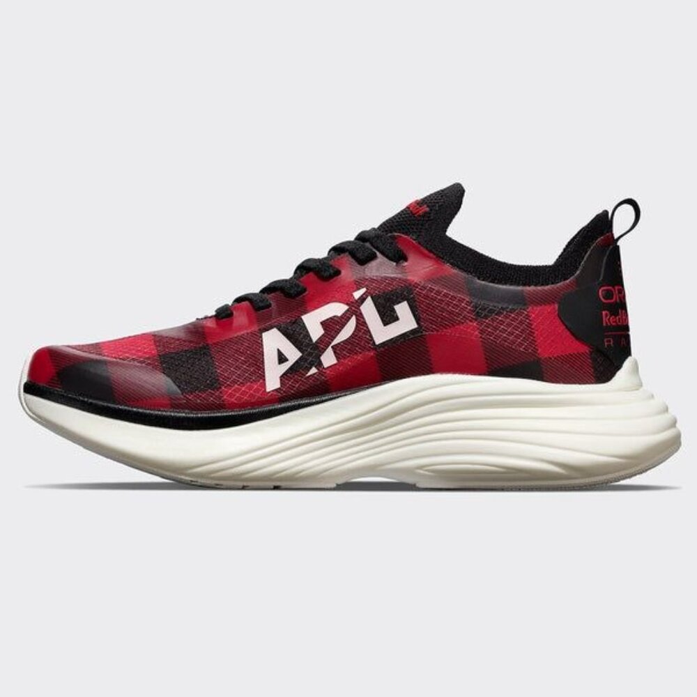 APL Podium Flannel Propulsion Labs Athletic Sneaker Shoes Red Black - Picture 3 of 11